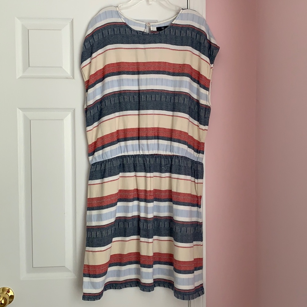Gap Striped Linen Cinched Waist Dress
